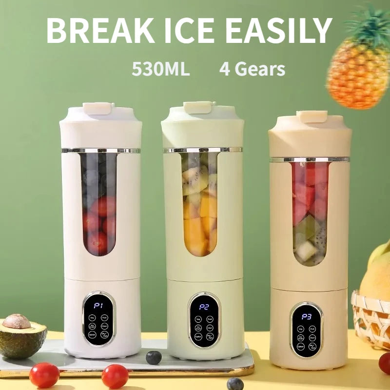 Tidesmit 530ml portable wireless USB juicer featuring 12 blades and 4 gears for crushing ice and fresh smoothies