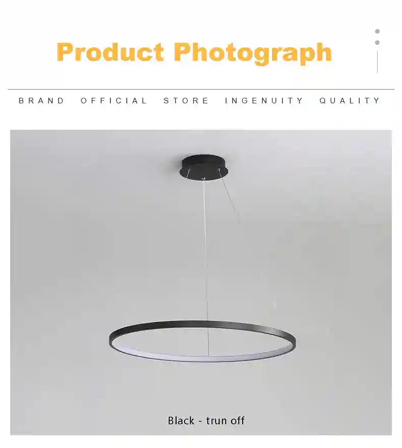 Modern LED Ring Light – Minimalist Dimmable Chandelier for Studio Tidesmit