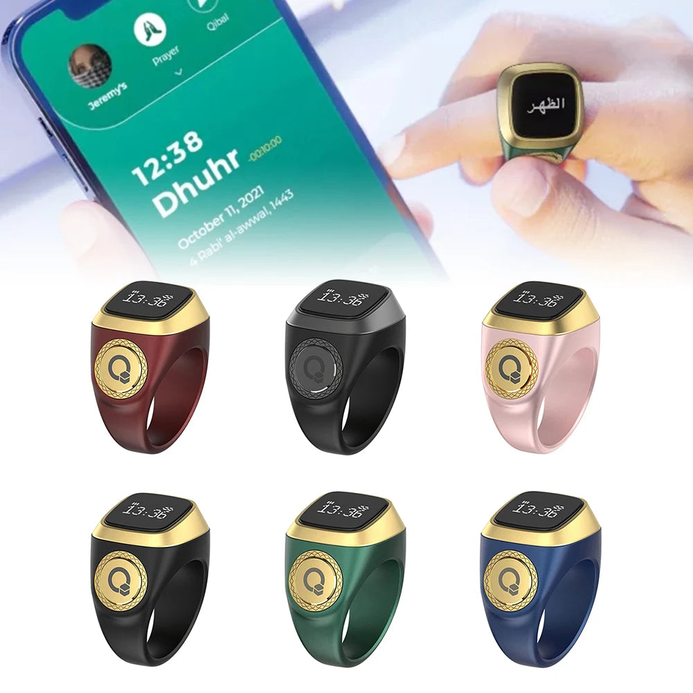 Smart Zikr Ring With Digital Counter, Vibration Alerts, and Health Tracking Tidesmit