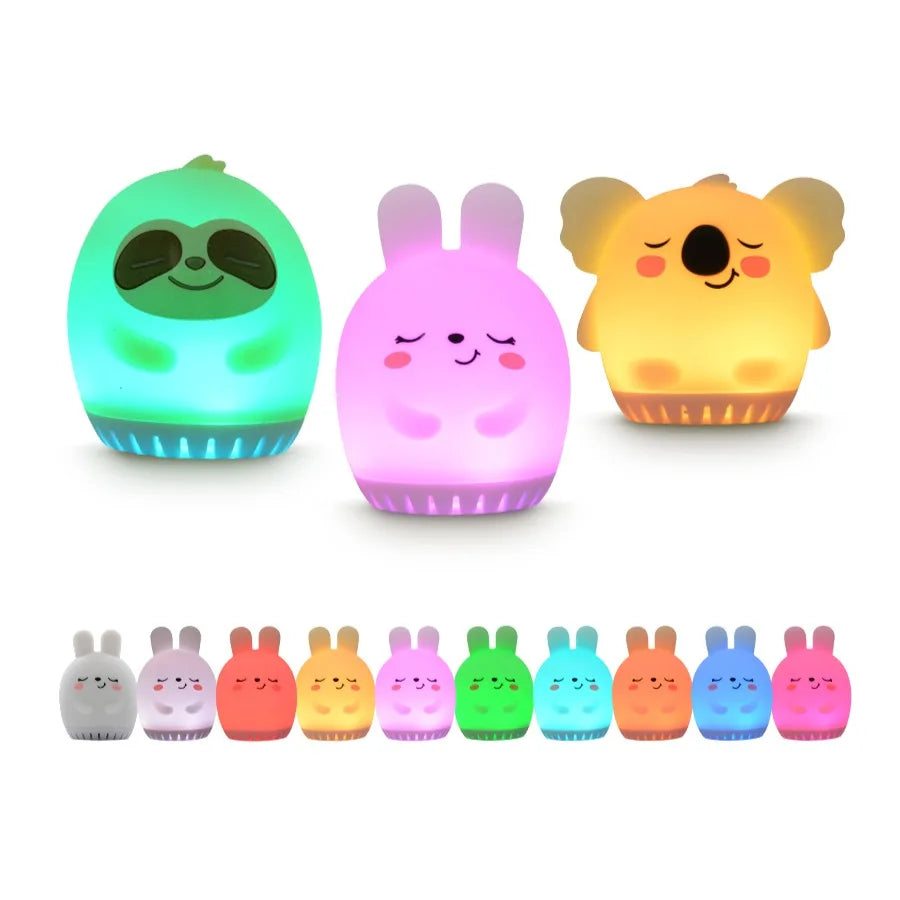 Mini Cute Rabbit White Noise Machine LED Night Light 20 Soothing Baby Music Sleep Aid Silicone Clap Lamp for Kids & Children