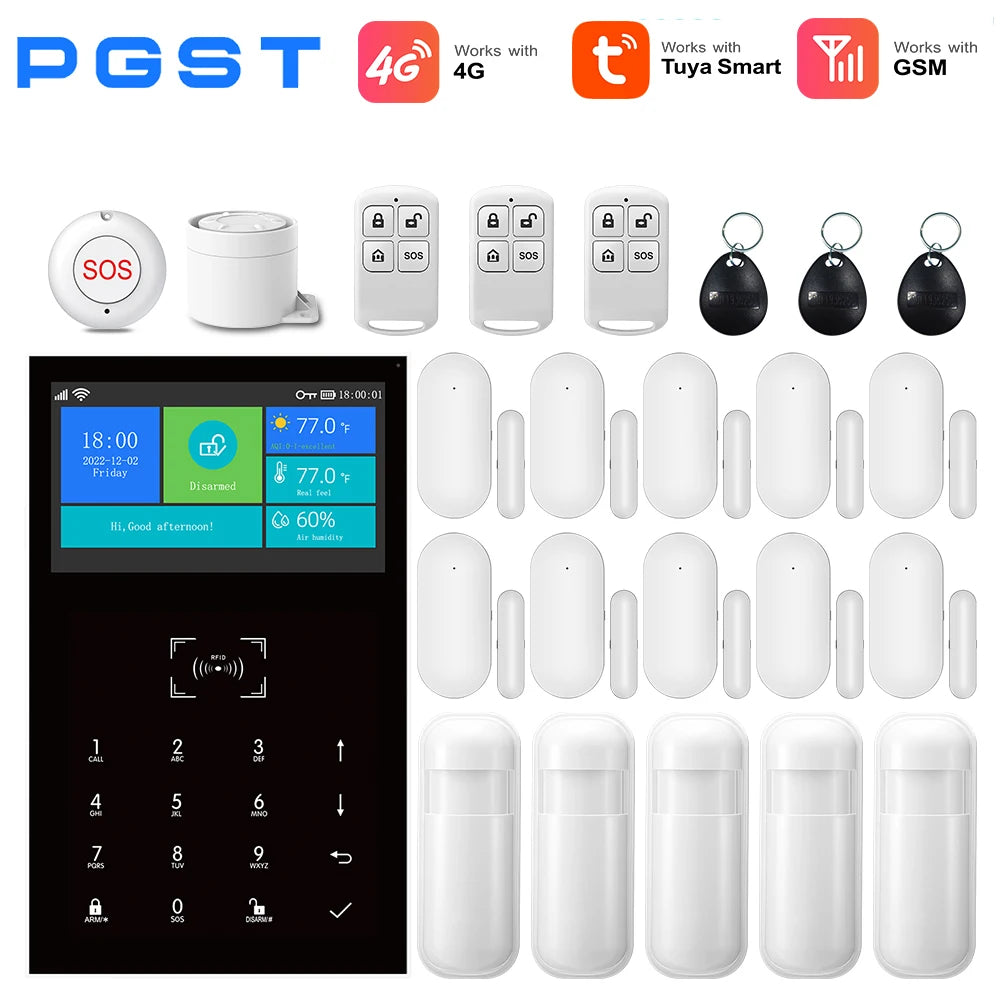4G Smart Alarm Security System | Tuya App-Controlled Protection Kit 4G-F EU Plug Tidesmit