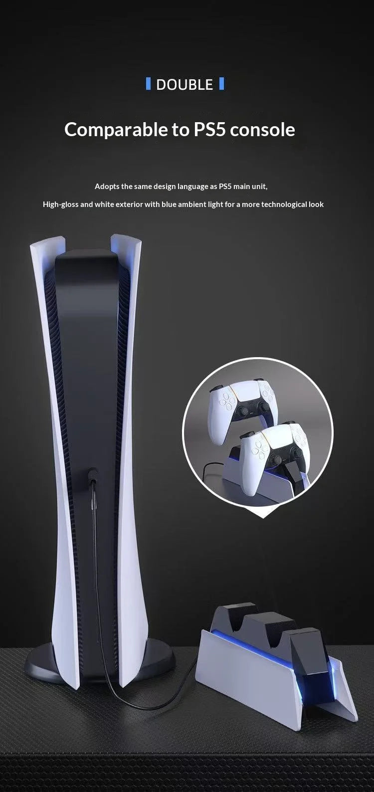 PS5 DualSense Charging Station: Fast Dual Dock Stand for Controllers Tidesmit