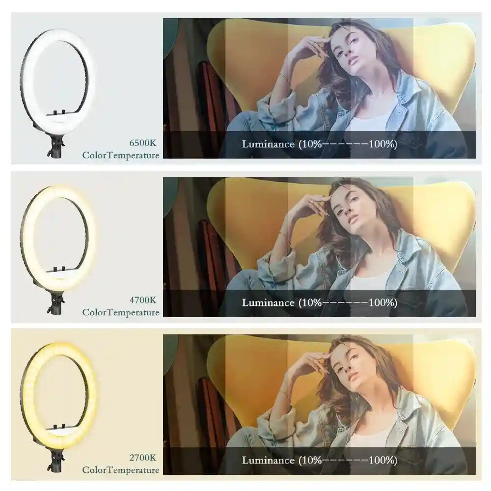 18 Inch LED Ring Light with Adjustable Tripod Stand for Content Creation Tidesmit