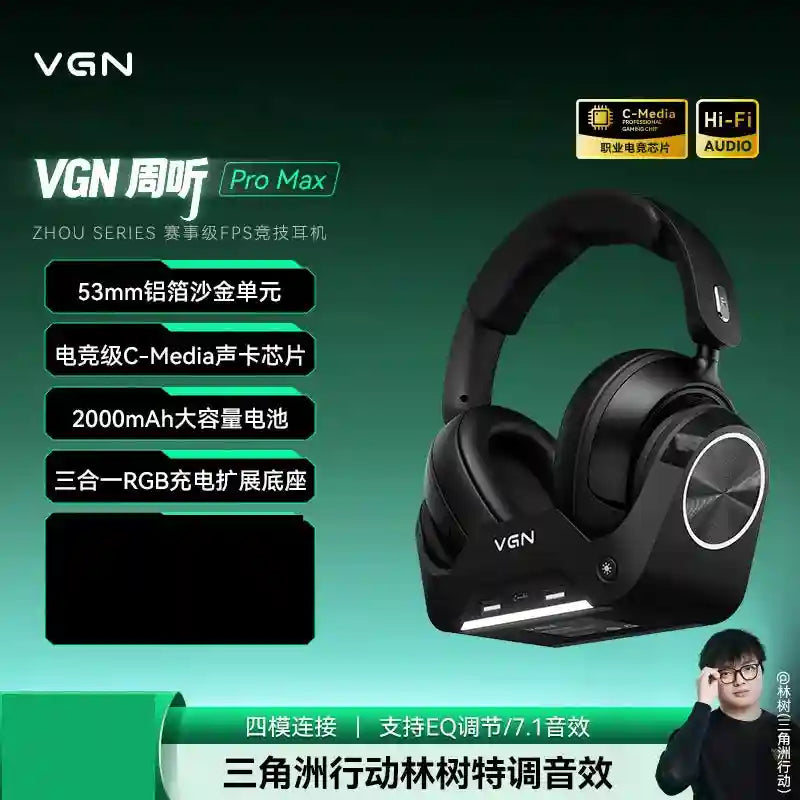 Wireless Gaming Headset with Active Noise Cancellation & Low Latency Pro Max Black Tidesmit