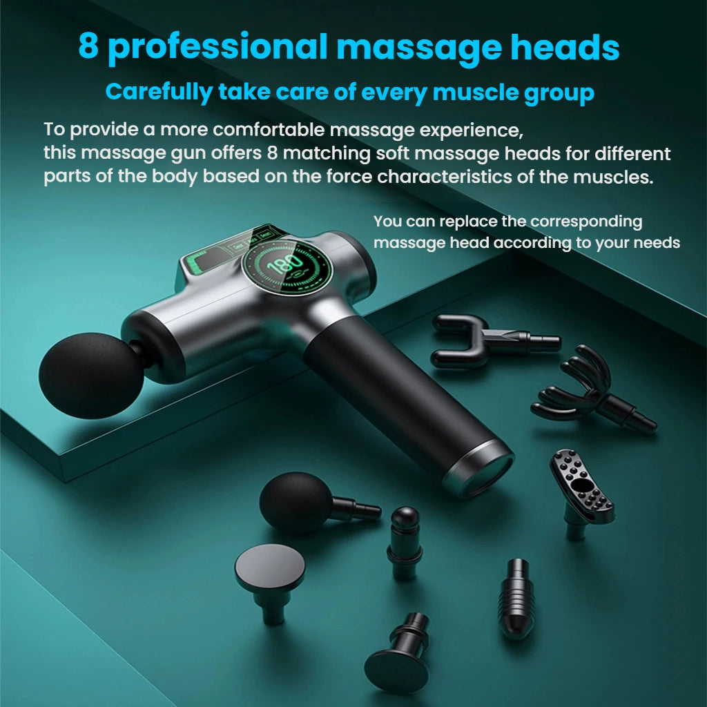 Deep Tissue Percussion Massage Gun - Gray Rechargeable Muscle Recovery Fascia Gun Tidesmit