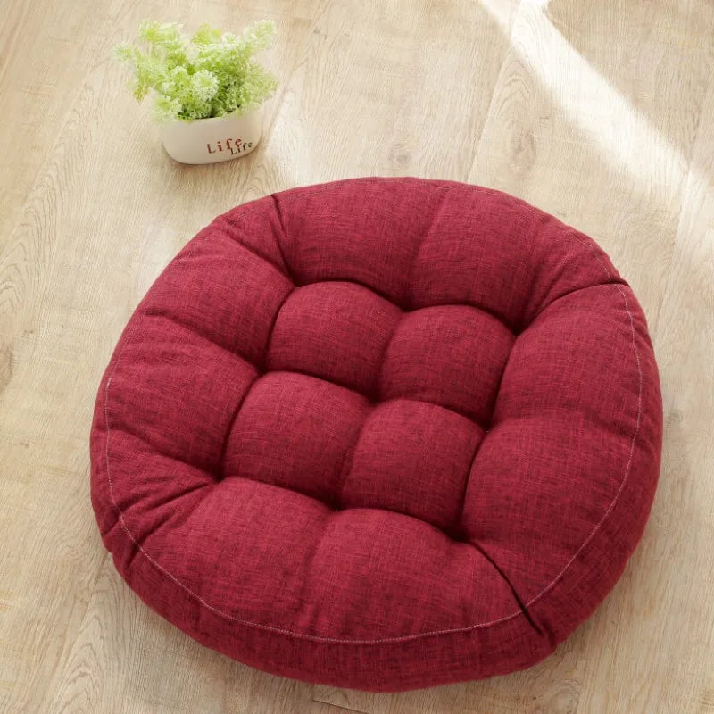 Thick Tufted Seat Cushion Natural Linen Round Floor Pillow Seating Cushion Home Décor Pouf for Meditation Yoga For Adult Kid Pad