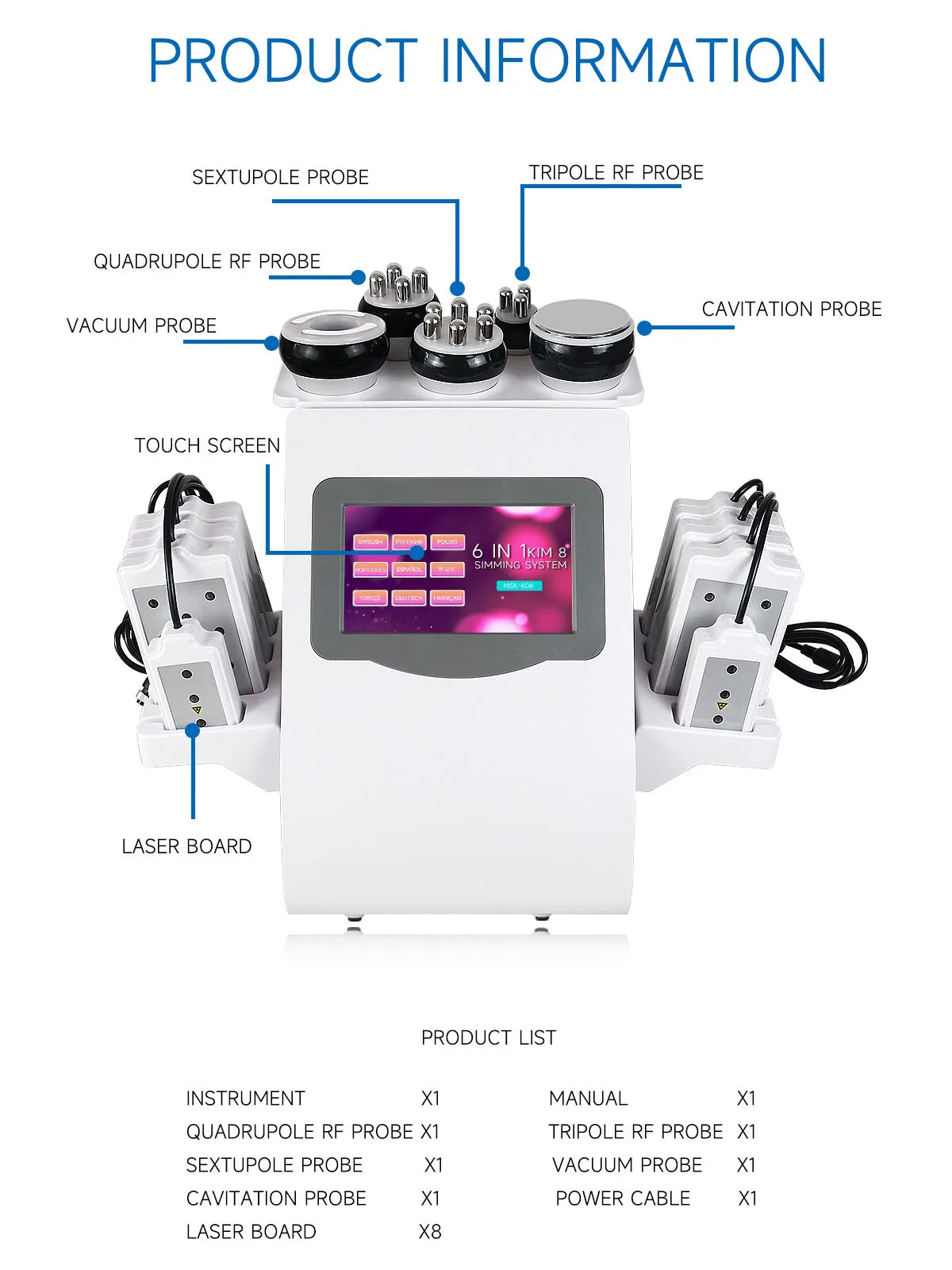 Ultrasonic Cavitation Machine 6-in-1 Body Slimming Device Body Shaping Massage Equipment Tidesmit