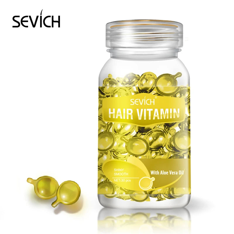Sevich 30pc Keratin Hair Vitamin Oil Capsules for Silky Smooth, Repaired, and Shiny Hair Care by Tidesmit
