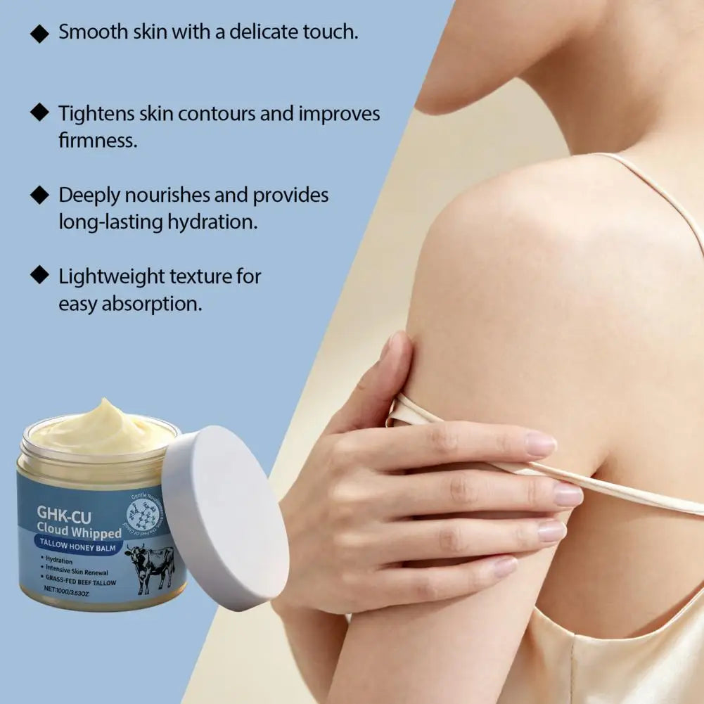 Tallow Honey Balm 100g Grass-Fed Moisturizer Hydration Nourishing Gentle Skin Renewal Cloud Whipped Formula