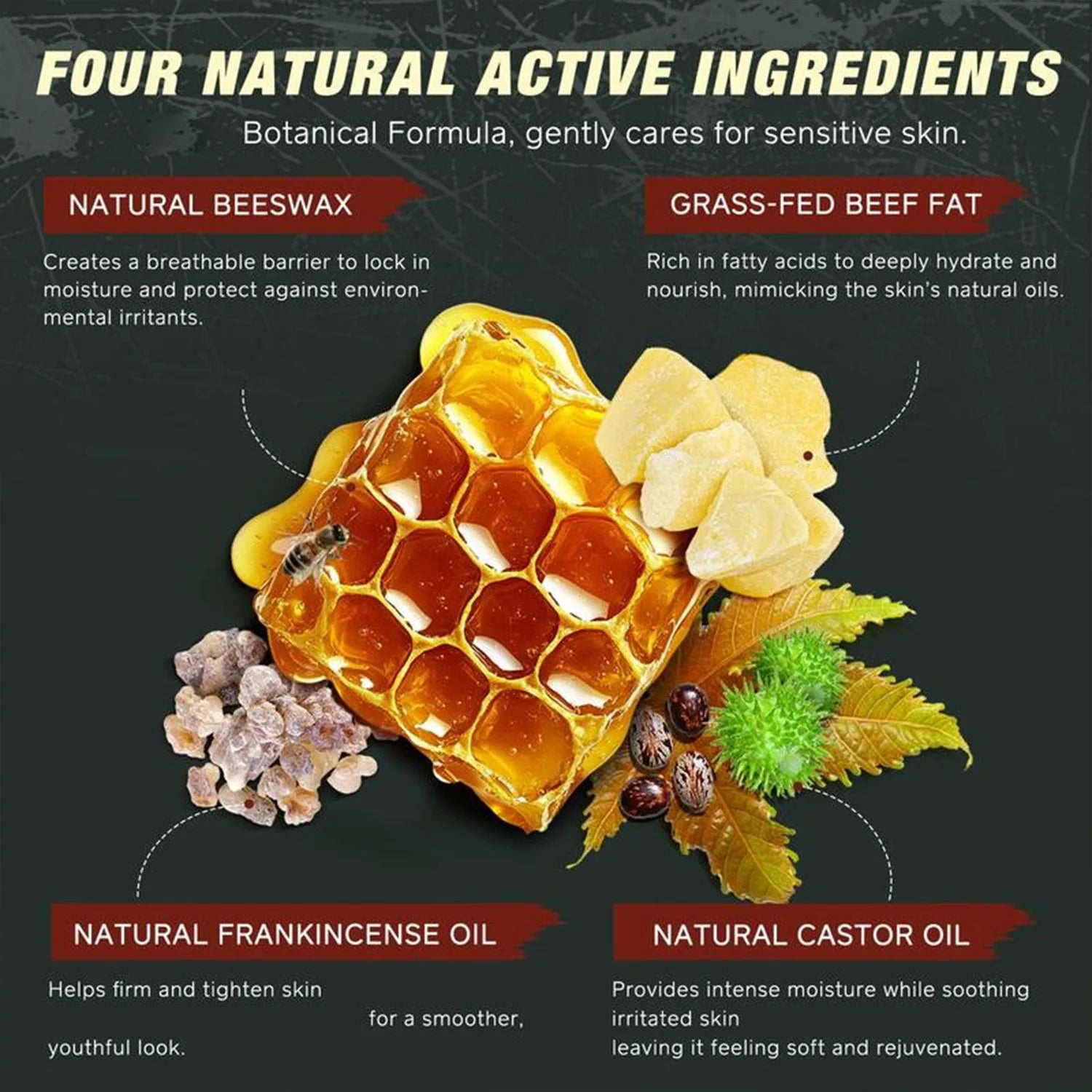 Natural Tallow Face Moisturizer Beeswax Grass-Fed Whipped Tallow Honey Cream Moisturizing Nourish Fast Absorbing Body Skin Care