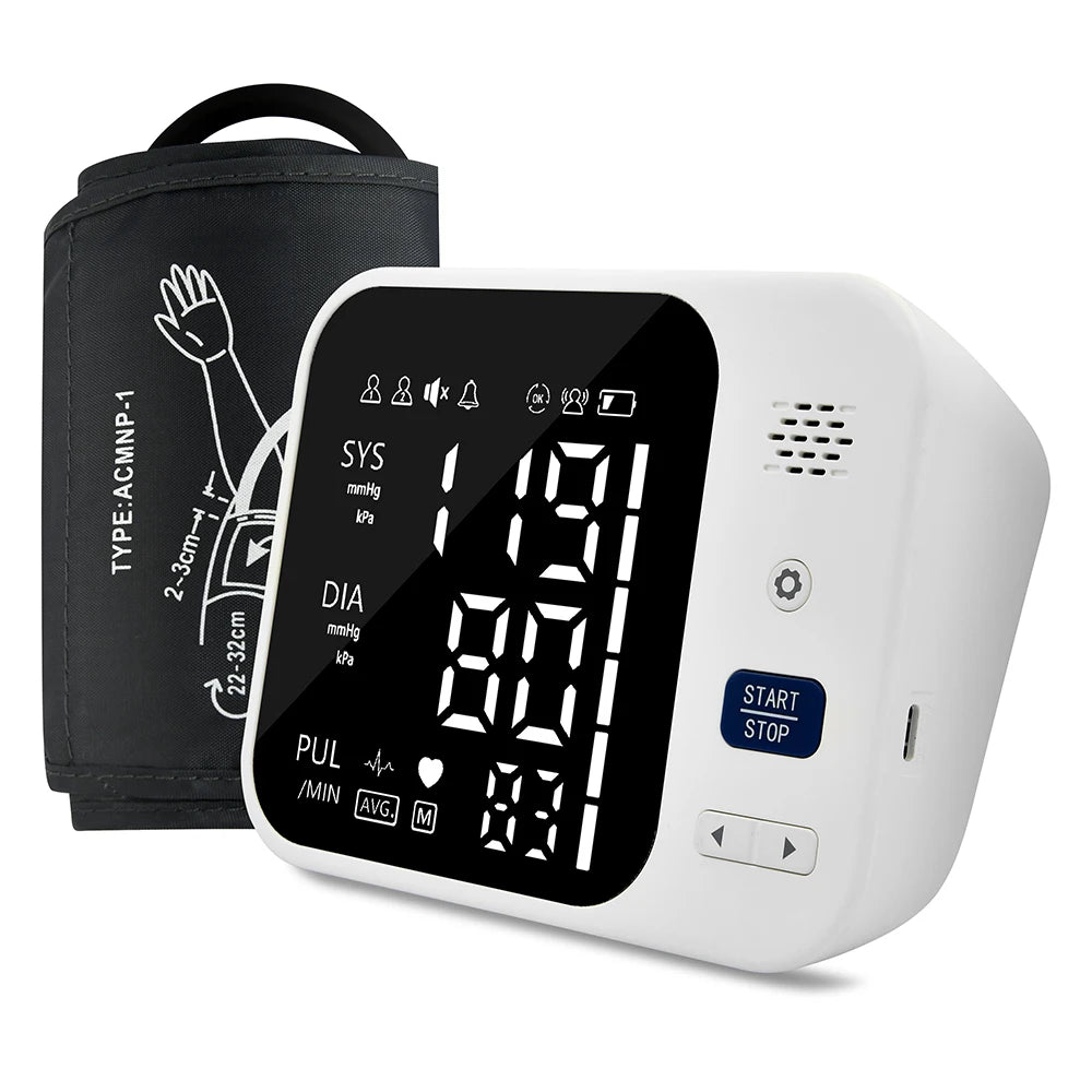 Pressure Tonometer Automatic Digital Arm Blood Pressure Meter Portable Upper Cuff Tensiometer Heart Rate Pulse Bp Monitor
