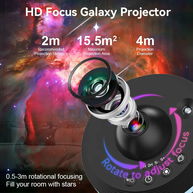 Galaxy Star Projector 12-in-1 Lamp - Rotating Night Light Black Tidesmit