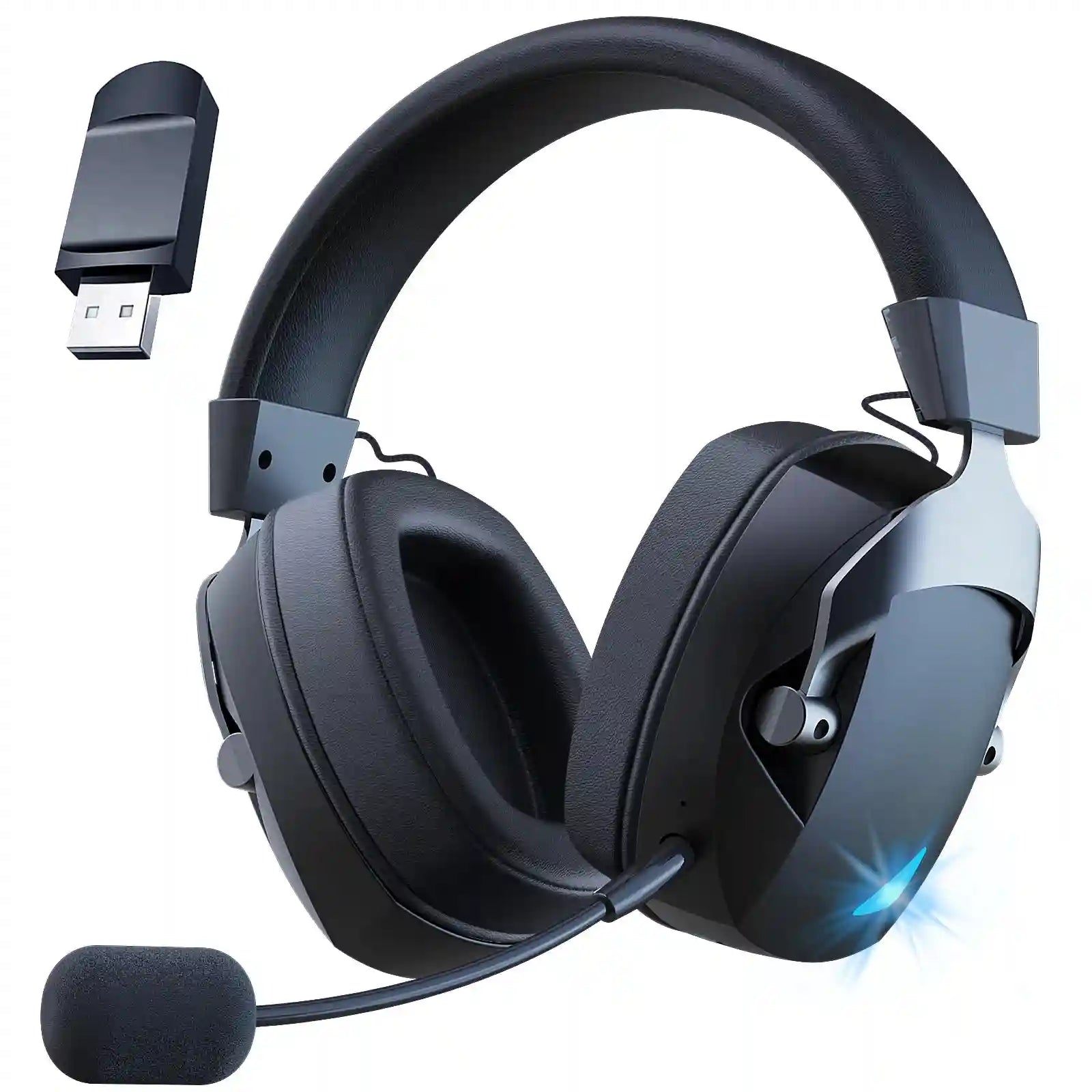 Tidesmit Wireless Gaming Headset with Mic - 3-Mode Low Latency Audio Black Tidesmit
