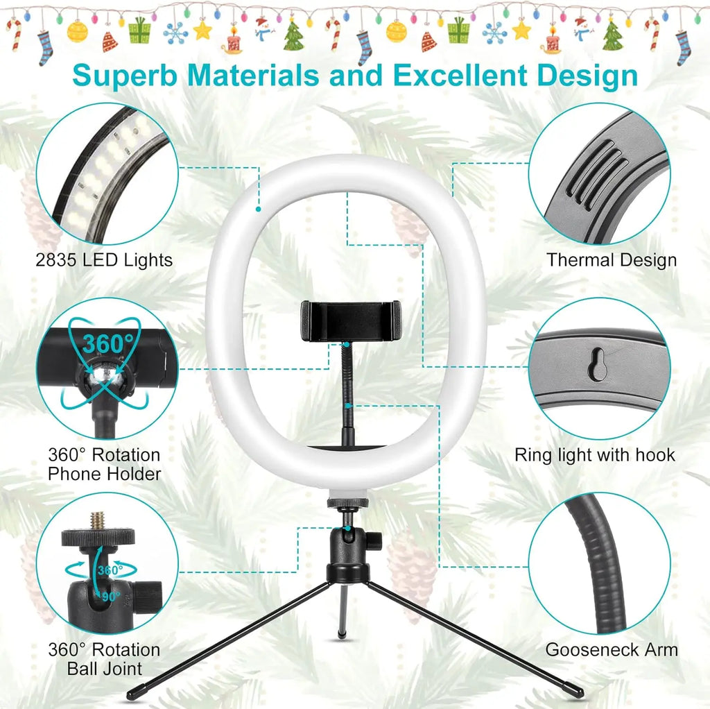 10 Inch LED Ring Light with Tripod for Content Creation - Tidesmit Tidesmit