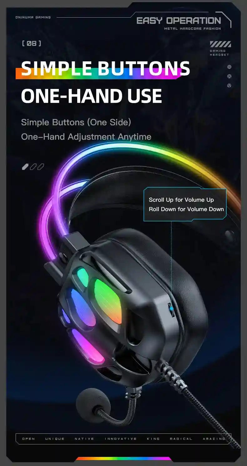 ONIKUMA X89 Gaming Headphones: Surround Sound Over-Ear Wired Headset Tidesmit