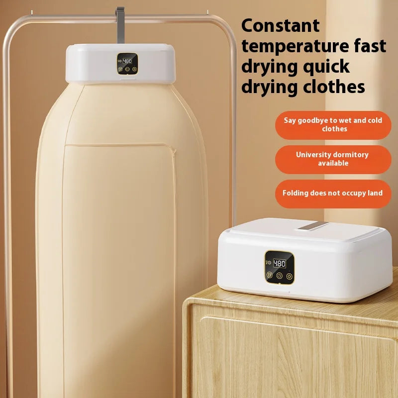 Tidesmit portable compact electric clothes dryer with folding design and laundry bag for efficient travel drying