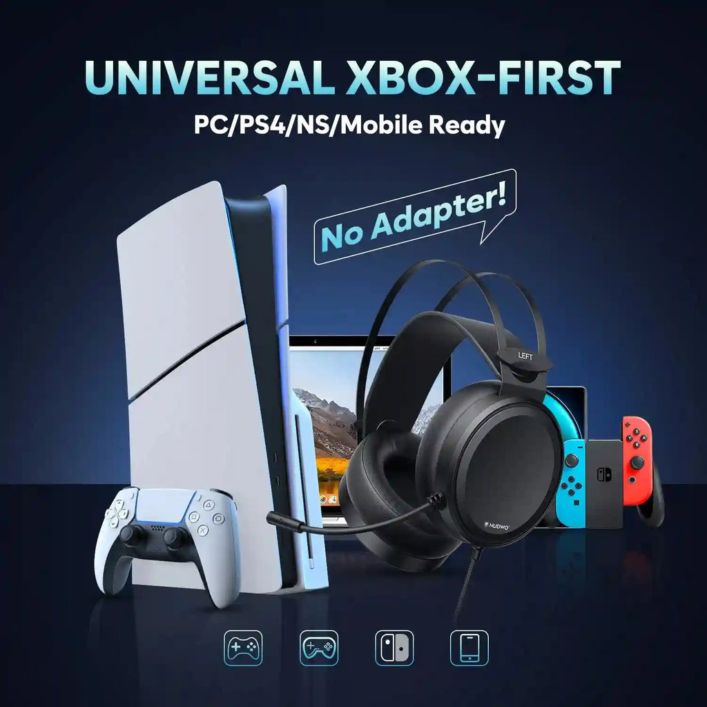 Wired Gaming Headset with Noise Canceling Mic for PC and PS5 - Black Tidesmit