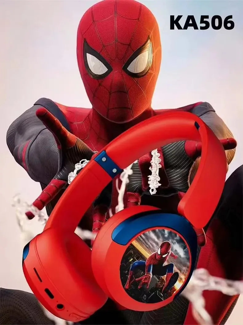 Spider Man Kids Wireless Headphones - Foldable Over-Ear Bluetooth Audio Tidesmit