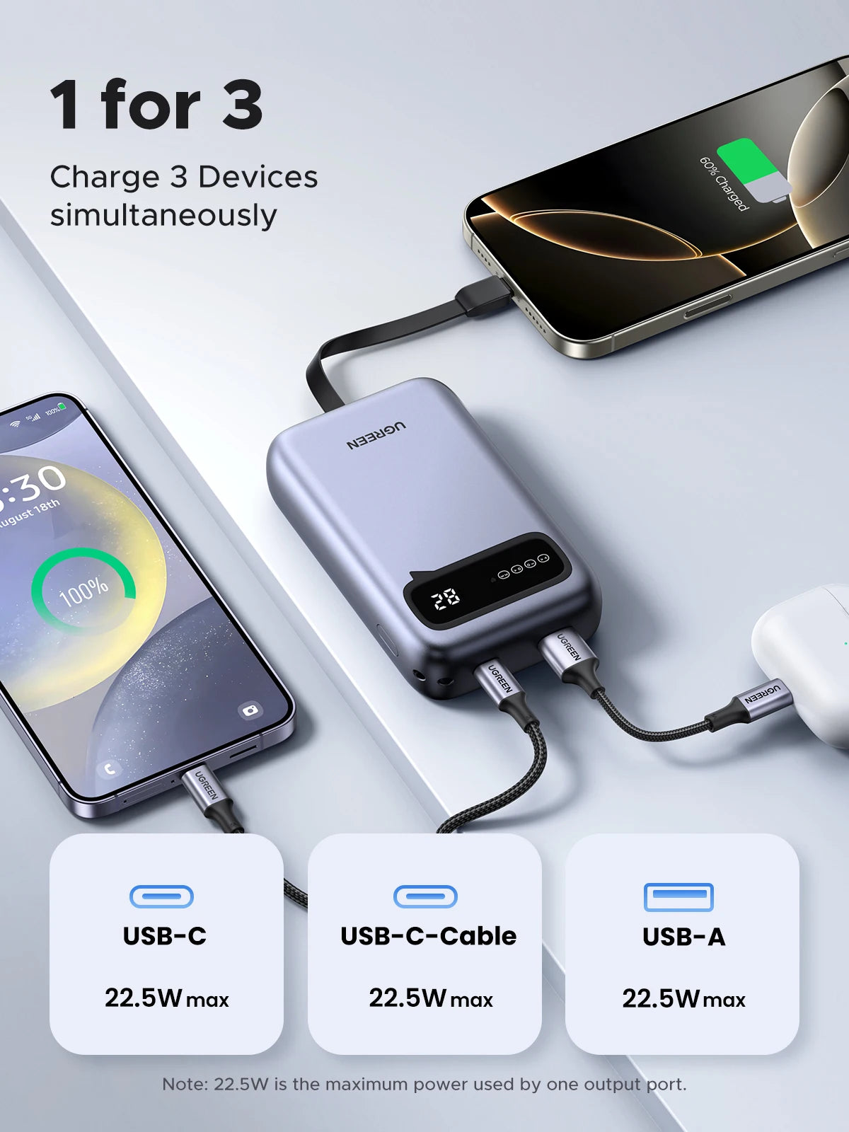 20000mAh Fast Charging Power Bank - Portable 22.5W USB-C Charger Tidesmit