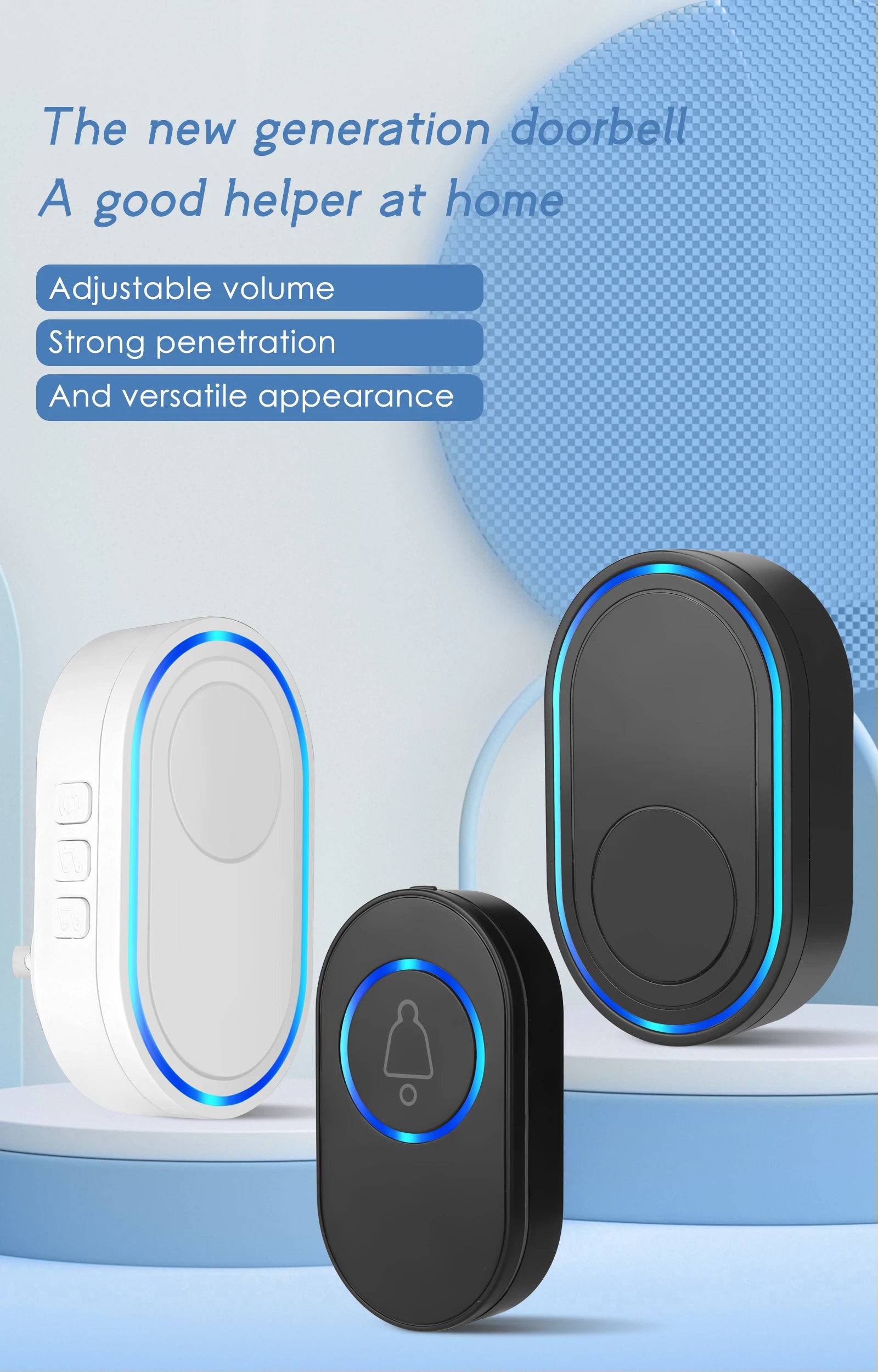 Wireless Doorbell 39 Music LED Flash Security Alarm Outdoor IP65 Waterproof Smart Home Intelligent Door Bell Chime Kit