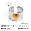 European and American stainless steel gold and silver color-matched fashionable heart-shaped opening rings, personalized titaniu