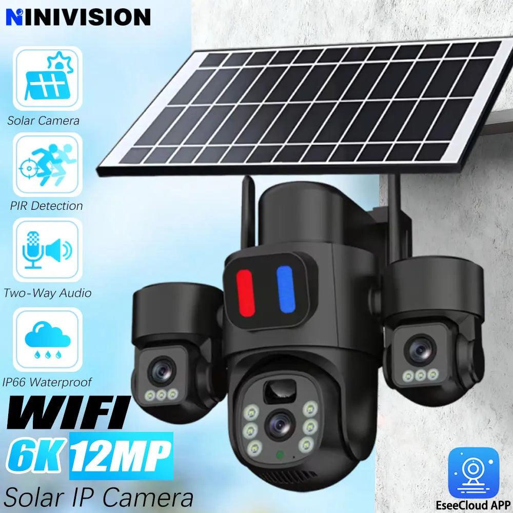 5MP EseeCloud Wireless Solar Outdoor Wireless PTZ Camera Built-in Battery 365 Days Standby Surveillance Camera With Solar Panel