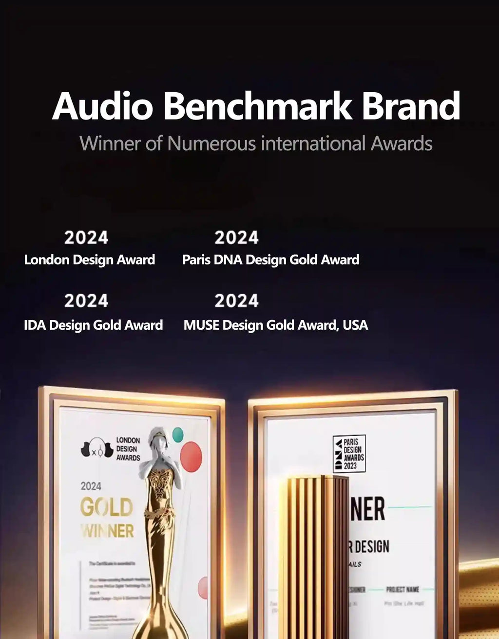Wireless Headphones with 52dB Active Noise Cancelling & Spatial Audio Tidesmit
