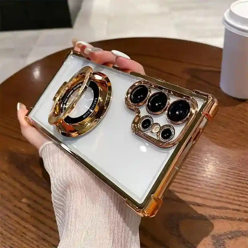 Magnetic Shock-Absorbing Phone Case for Samsung Galaxy S25 Ultra Gold Gold Tidesmit