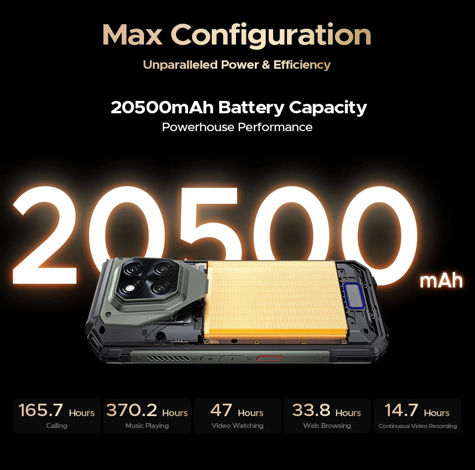 DOOGEE V Max Play 5G Projector Rugged Phone 6.78" 120Hz 20500mAh Dual Camping Lights16GB+512GB 200MP Main Camera NFC Smartphone