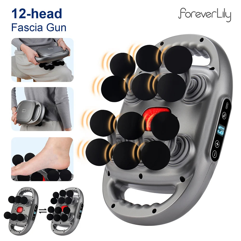 Deep Tissue Muscle Massage Gun | 12-Head Percussive Recovery Device Relaxation Treatment Tidesmit