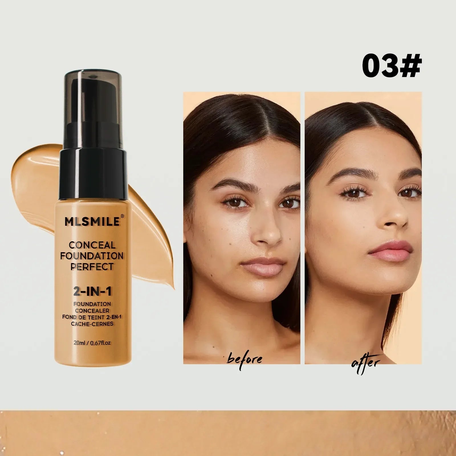 Tidesmit matte oil control liquid foundation texture close-up for long-lasting natural face makeup finish