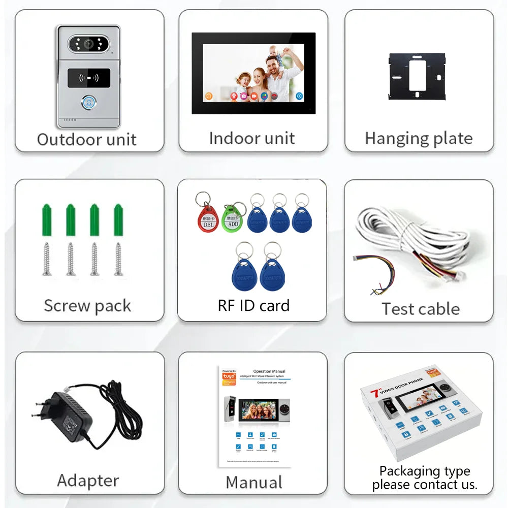 support tuya app Smart Video Intercom 1080P AHD WiFi Access Control System Camera Monitor Villa Home Security
