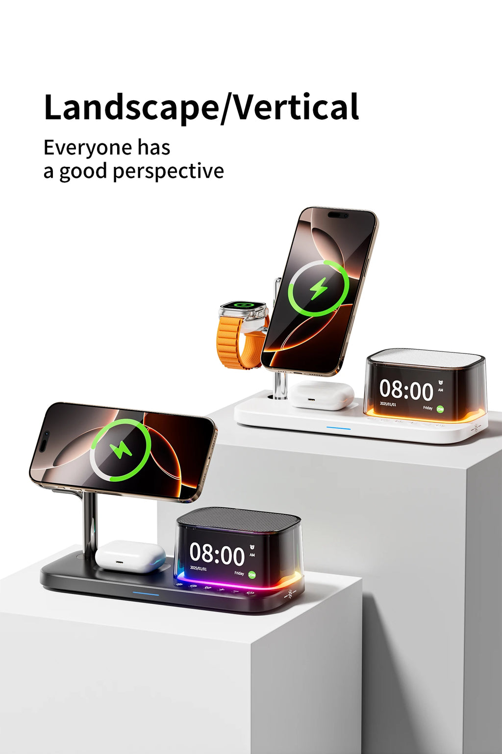 5-in-1 Magnetic Wireless Charger Stand - Qi2 Certified Multi-Device Station Tidesmit