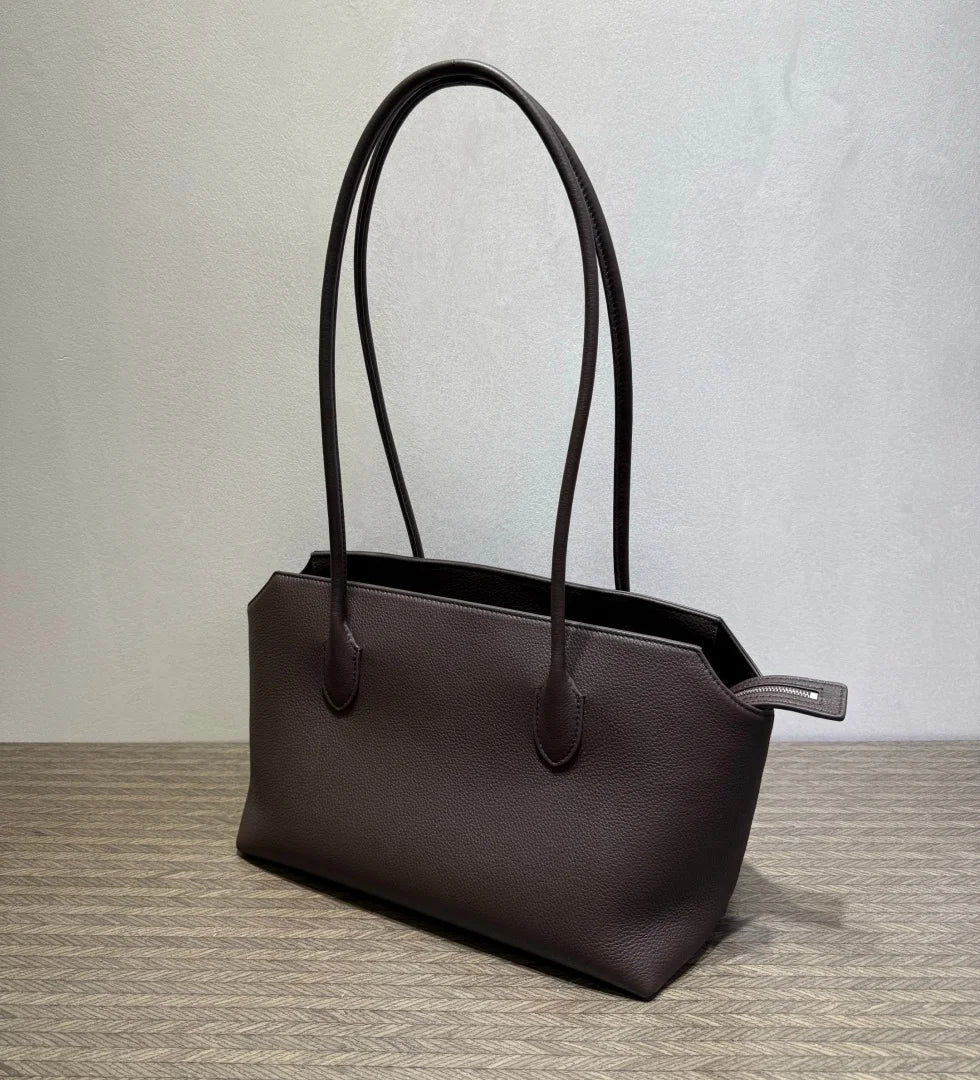 2026 new cow spine leather large capacity shoulder bag, leather handbag, commuting leather women's bag, high-end customized vers