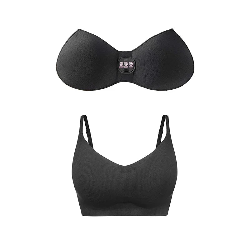 Electric Breast Massager Bra with 6 Vibration Heads - Black Relaxation Treatment Black5061 China Mainland Tidesmit