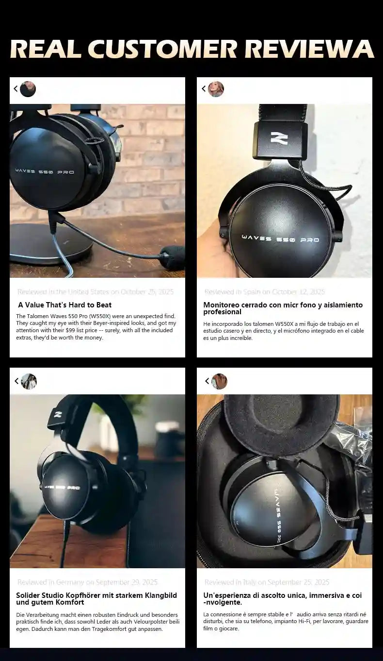 Studio Monitor Over-Ear Headphones - W550x Professional Audio Tidesmit
