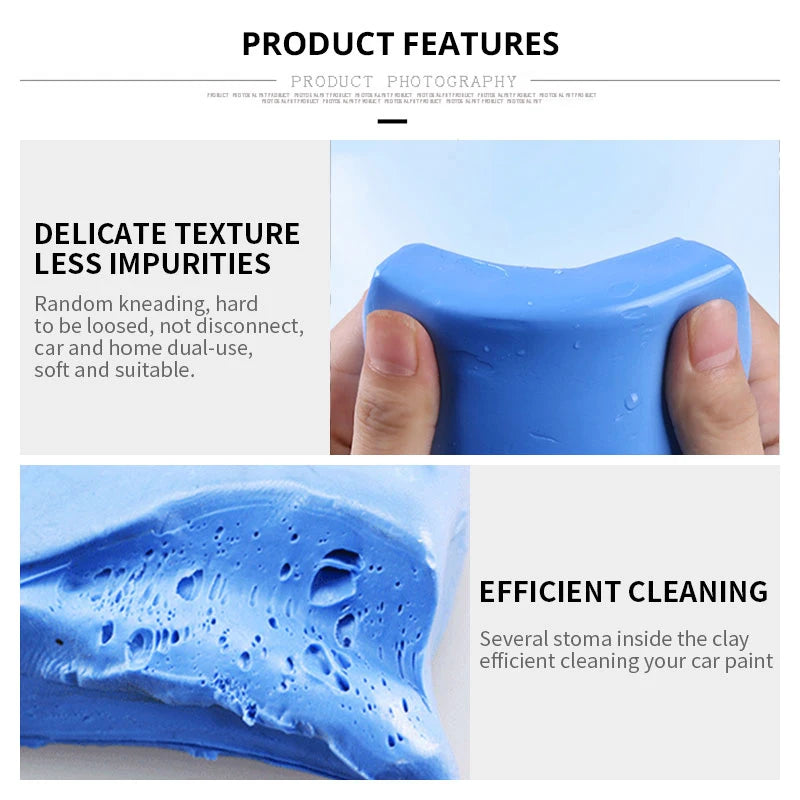 SEAMETAL 3pcs Car Clay Cleaning Bar Washing Mud Set Fine Grade Auto Detailing Waxing Polish Magic Mud Rust Oil Remover Cleaner