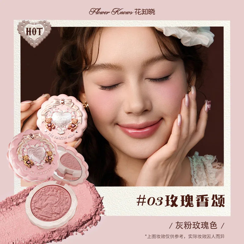 Tidesmit Flower Knows Sweetie Bear vegan matte blush powder texture close-up for natural cheek contour