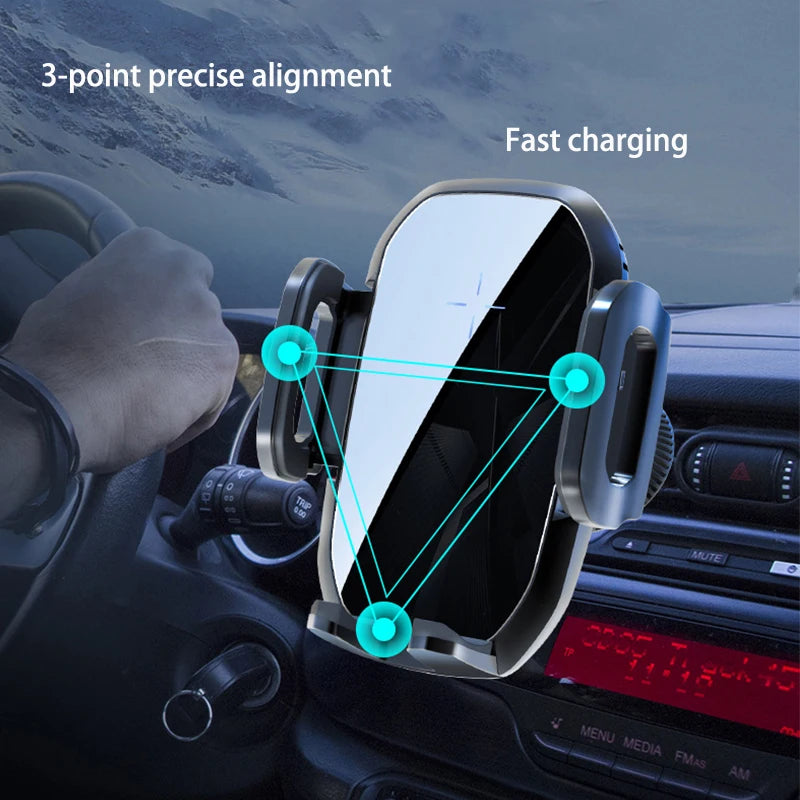 15W Wireless Car Charger Air Vent Mount - Qi Certified Fast Charging Black Tidesmit