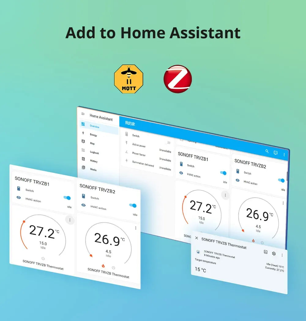 Zigbee thermostatic radiator valve added to Home Assistant dashboard