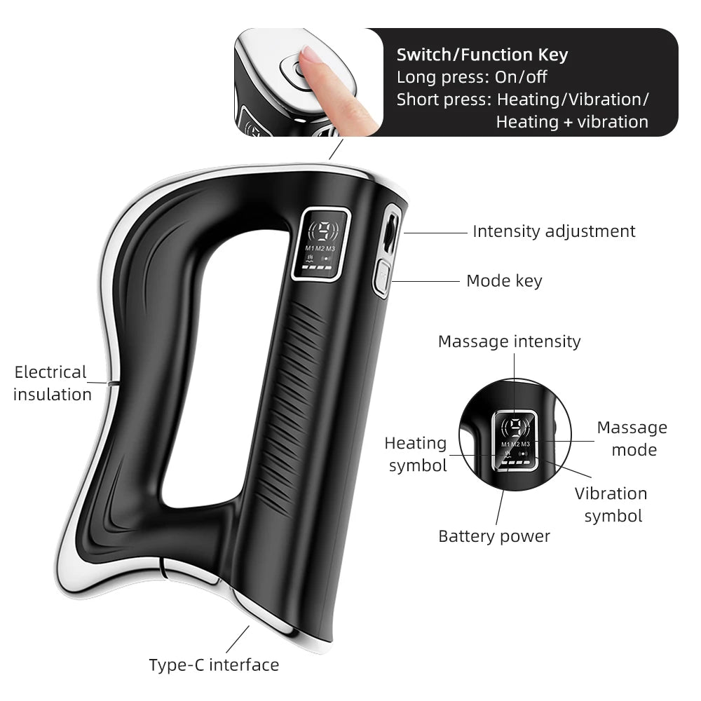 Electric Fascia Massage Tool with Heat Therapy - Tidesmit Recovery Blade Back Massage Instrument Tidesmit