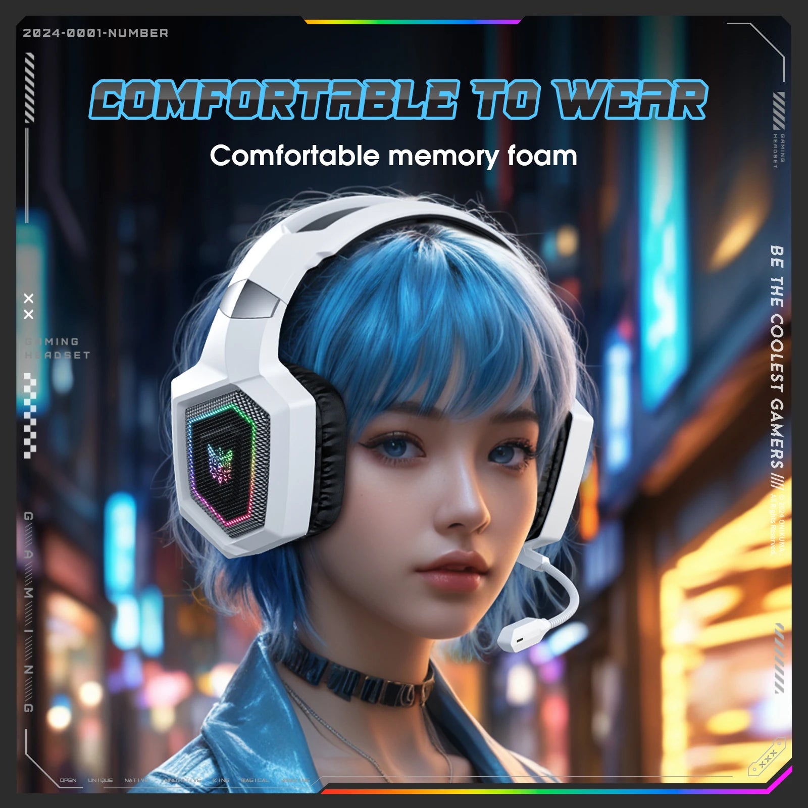 Wireless Gaming Headset with Active Noise Canceling - White Tidesmit Tidesmit