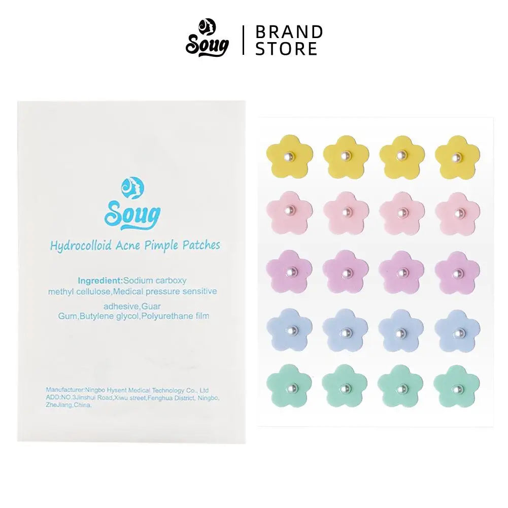 Multicolored Flower-shaped Hydrogel Acne Patch With Pearl/diamond