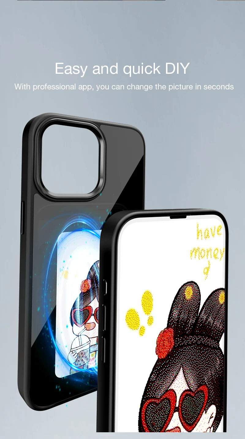 NFC Smart E Ink Phone Case for iPhone 16 Pro Max - Shock-Absorbing Cover Tidesmit