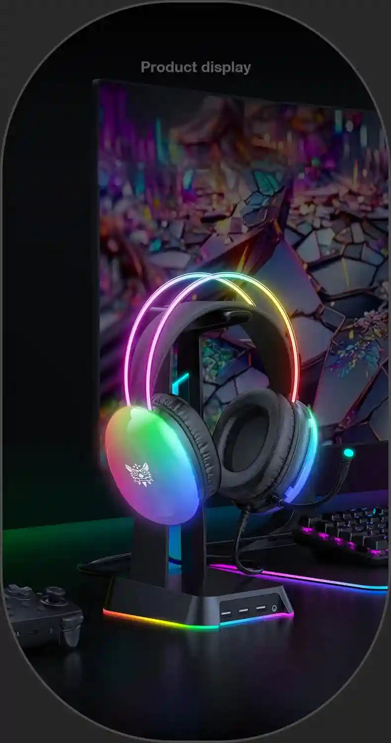 Gaming Headset with Noise Canceling Mic - Over-Ear Low Latency Black Tidesmit