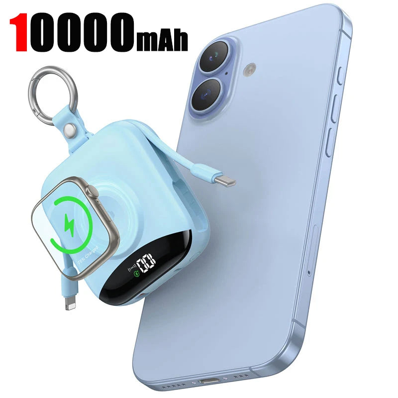 Magnetic Wireless Power Bank 10000mAh - Fast Charging PD Portable Battery Blue 10000mAh Tidesmit