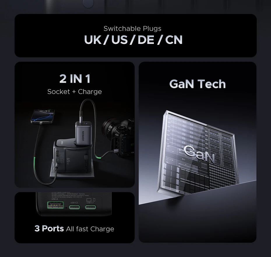 65W Universal Travel Adapter | USB-C Fast Charger by Tidesmit Tidesmit