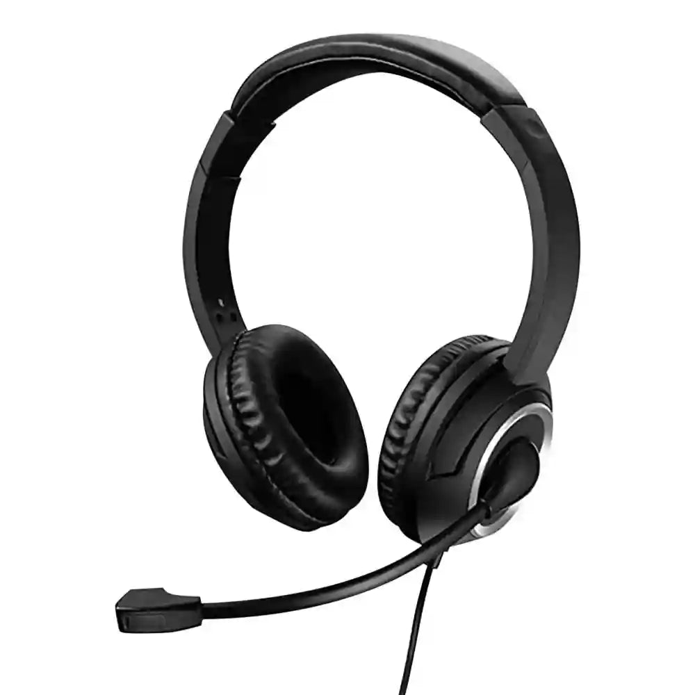 USB Wired Headset with Noise Cancelling Mic - Over-Ear PC Headset Black Tidesmit