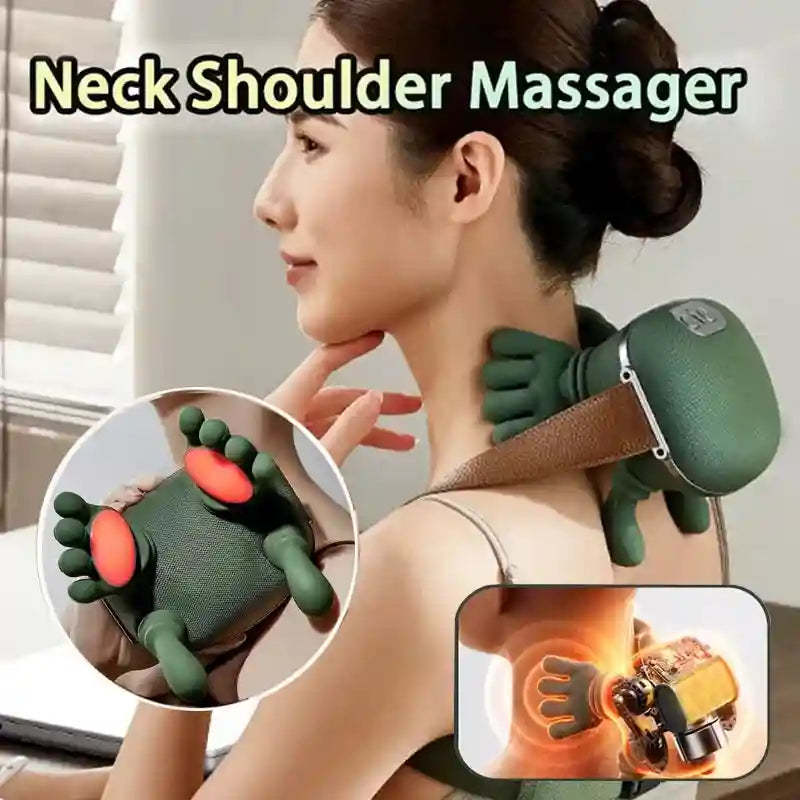 Electric Neck and Shoulder Massager with Heat - 3-Level Roller Massage Roller Tidesmit