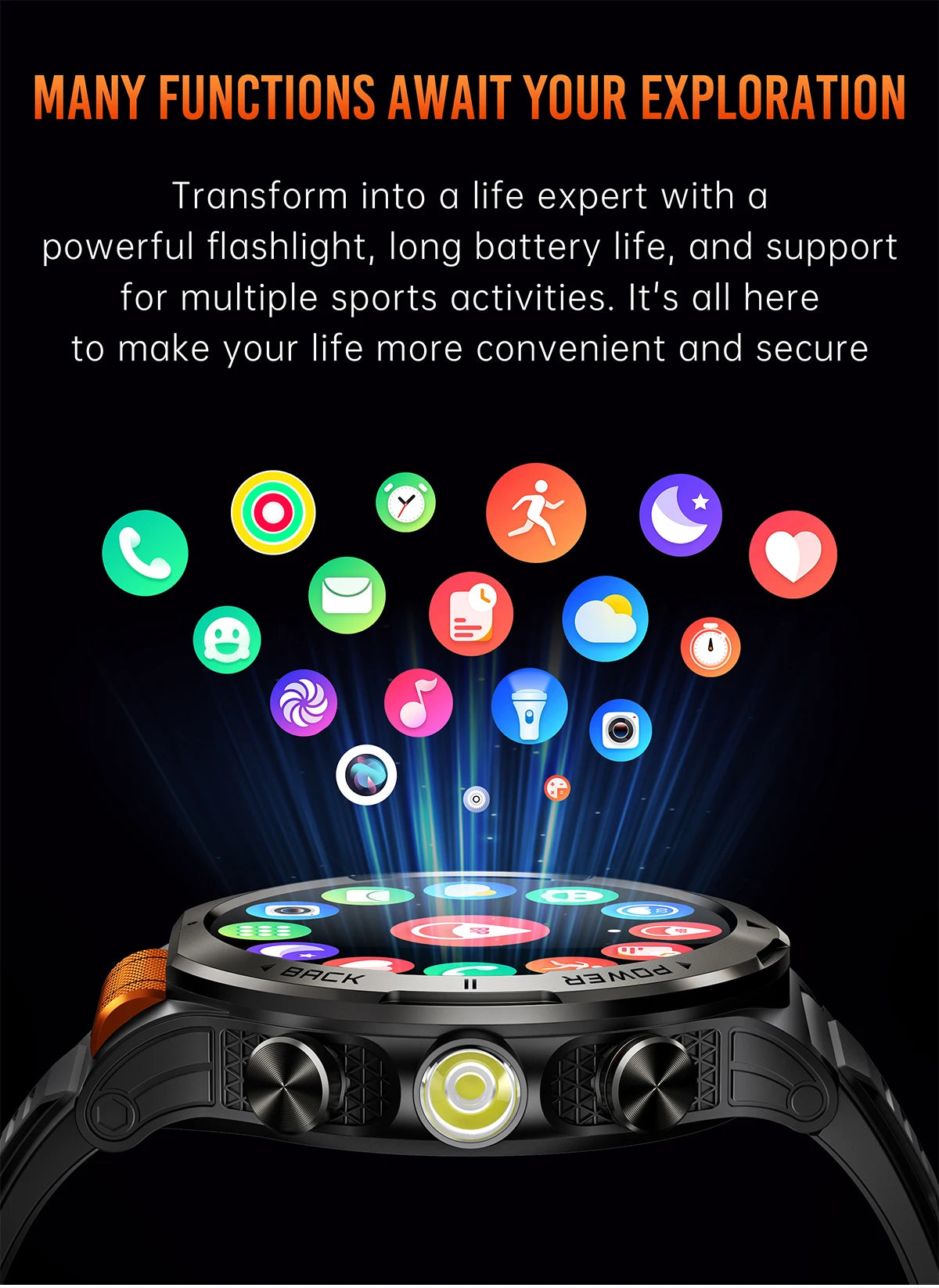 LIGE New 1100mAh Super Capacity Battery Adult Smart Watch 1.43" AMOLED Screen Call 3ATM Waterproof Outdoor Sports Men Smartwatch
